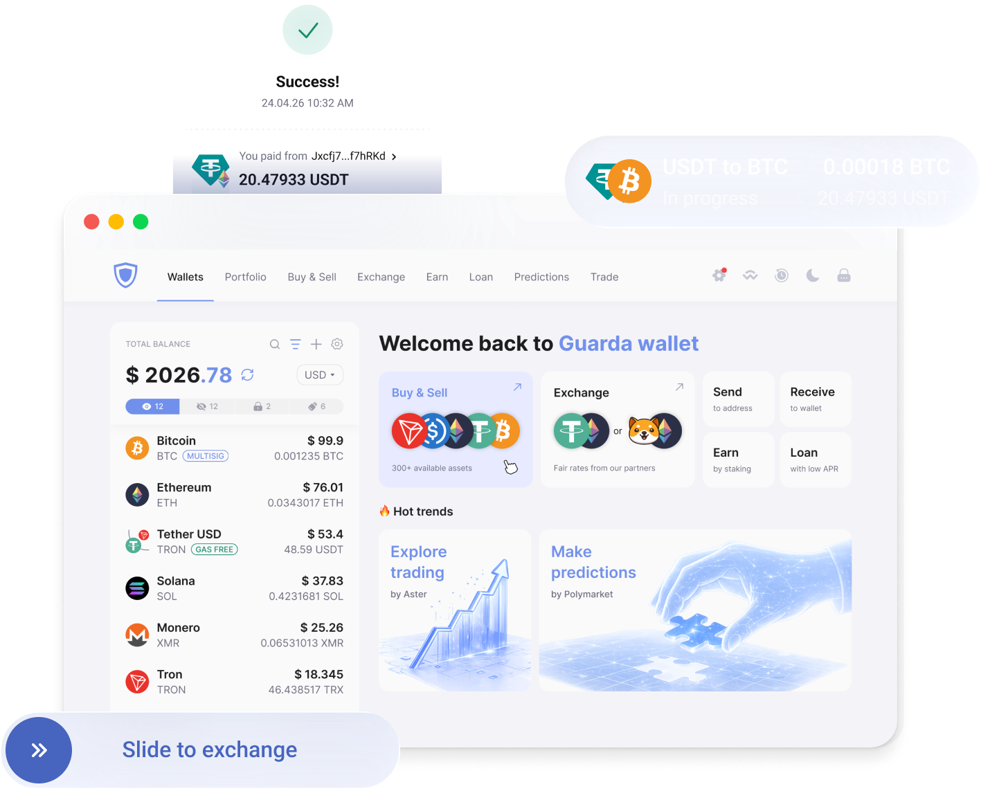 Guarda wallet dashboard